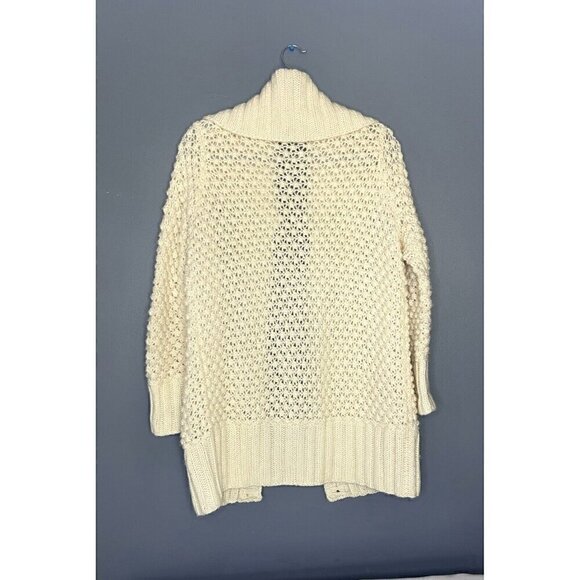 Talbots Crochet Cardigan Sweater M Chunky Knit Alpaca  Shawl Collar Cottagecore - Picture 2 of 7